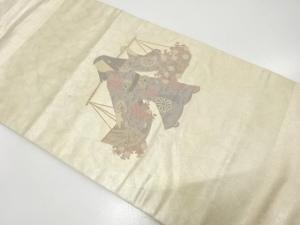 引箔　花売り模様　名古屋帯